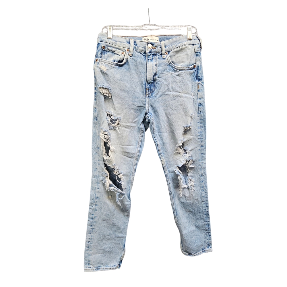 Zara Casual Light Blue The Truth Slim Highly Distressed Jeans Size 6